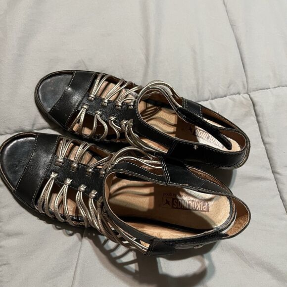 PIKOLINOS Womens Java W5A-0728C1 Black Gold Sandal Shoes Size 41 10 Gladiator - Picture 5 of 10